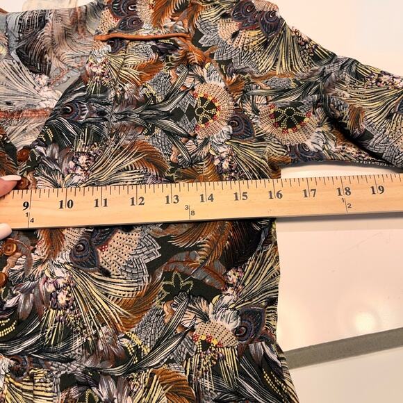 Anthropologie Jaase Feather Print Midi Dress Small Boho Coastal Cowgirl - Picture 10 of 10